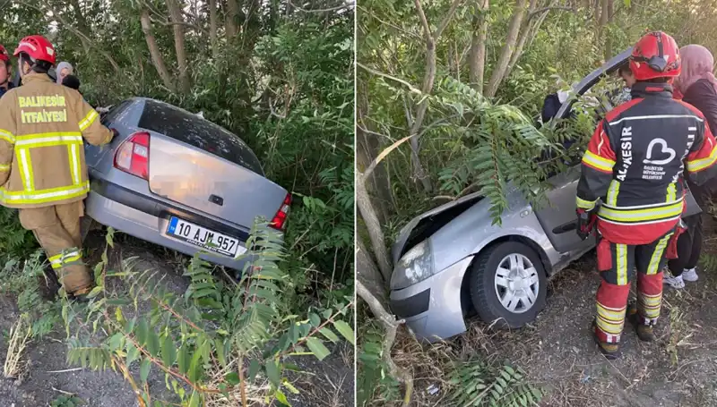 Balıkesir’de Otomobil Şarampole Devrildi: İki Kişi Yaralandı