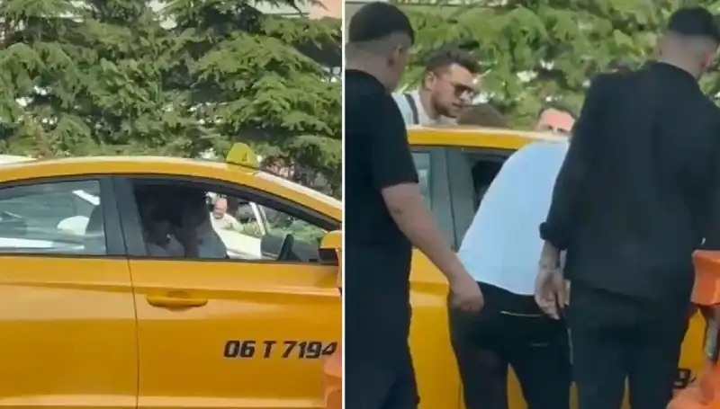 Trafikte Tartıştığı Taksi Şoförüne Şiddet Uyguladı, Korkunç Anlar Kameraya Yakalandı!